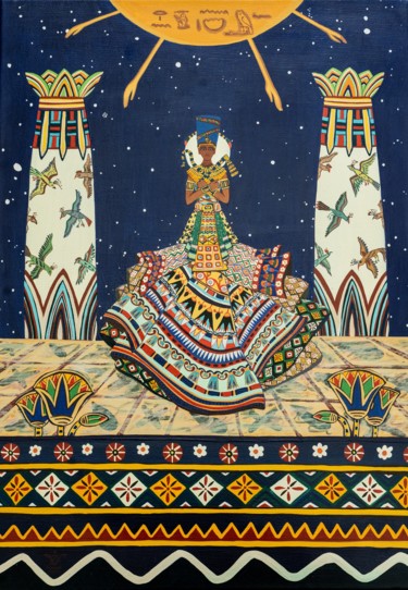 Pintura titulada "Фараон" por Veronika Zotova, Obra de arte original, Témpera Montado en Bastidor de camilla de madera