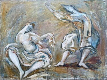 Painting titled "Lady and the Artist" by Zoya Lerman, Original Artwork, Oil