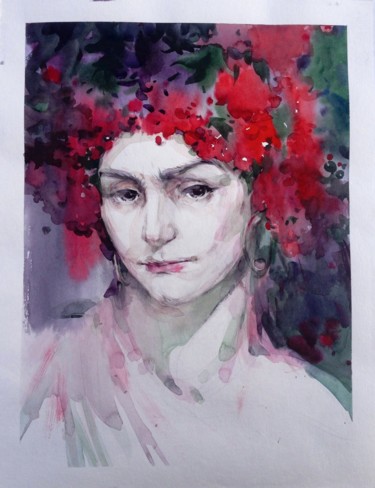 Painting titled "Pannochka" by Zoia Emelyanenko, Original Artwork, Watercolor