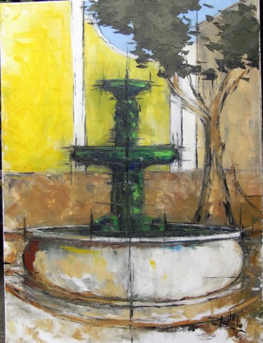 Peinture intitulée "fontaine-de-bandol" par Estelle Taillade, Œuvre d'art originale, Huile