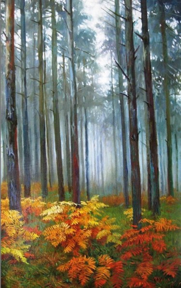 Peinture intitulée ""Мокрый лес"" par Sergei Zozulia, Œuvre d'art originale, Huile