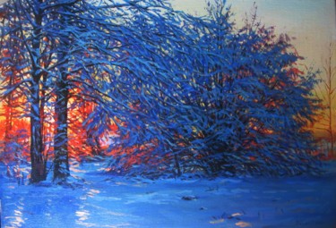 Картина под названием "«Морозное утро»" - Сергей Зозуля, Подлинное произведение искусства, Масло