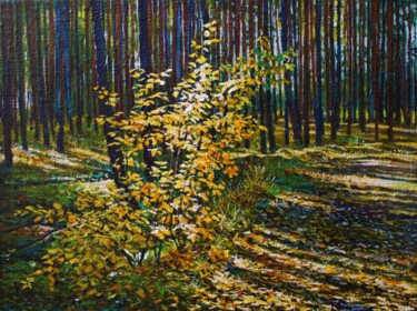 Картина под названием ""Осенний куст"" - Сергей Зозуля, Подлинное произведение искусства, Масло