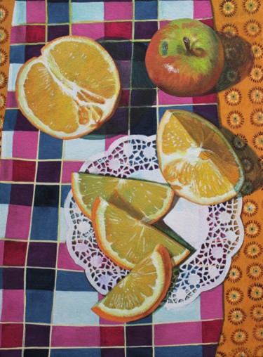 Картина под названием ""Апельсин"" - Сергей Зозуля, Подлинное произведение искусства, Гуашь