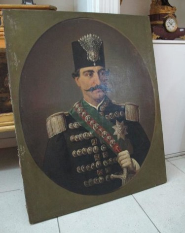 Painting titled "antique Naser alDin…" by Zahra Saee, Original Artwork, Oil