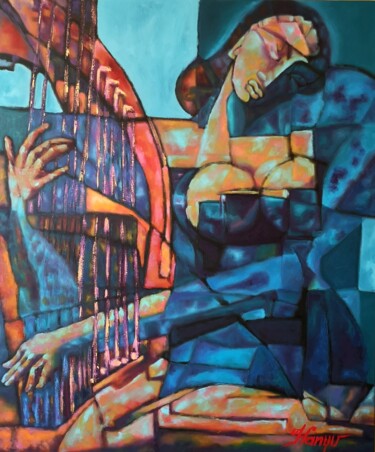 Pintura titulada "Romantika" por Zsolt Hanyu, Obra de arte original, Oleo Montado en Panel de madera