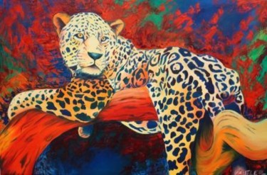 Painting titled "Jaguar" by Carrie Everitt, Original Artwork, Oil