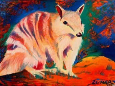 Painting titled "Endangered Numbat" by Carrie Everitt, Original Artwork, Oil