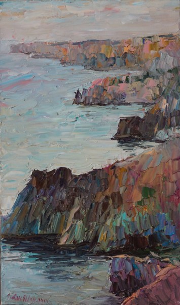 Painting titled "Берег Чёрного моря" by Ivan Shikhanov, Original Artwork, Oil