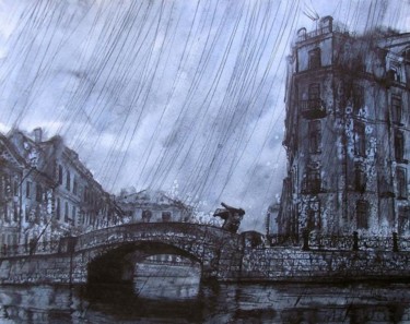 Рисунок под названием "It is raining" - Aleksey Zuev, Подлинное произведение искусства
