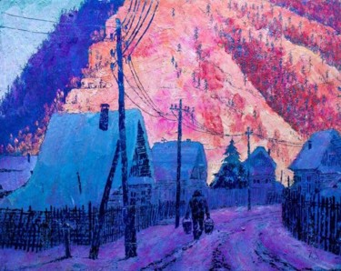 Рисунок под названием "Winter evening" - Aleksey Zuev, Подлинное произведение искусства