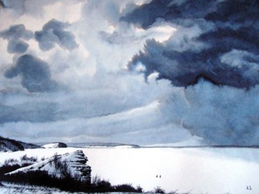 Рисунок под названием "View of the Volga i…" - Aleksey Zuev, Подлинное произведение искусства