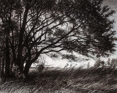 Рисунок под названием "Under the trees" - Aleksey Zuev, Подлинное произведение искусства
