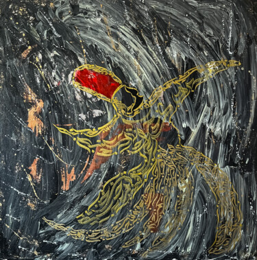 Malerei mit dem Titel "Whirling dervish" von Zuhaib Wahid, Original-Kunstwerk, Acryl