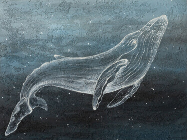 Malarstwo zatytułowany „Universal whale” autorstwa Zukhra Atnasheva, Oryginalna praca, Akryl Zamontowany na Panel drewniany