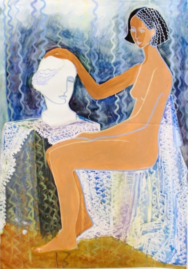 Painting titled "красотка" by Iuliia Zhukovskaia, Original Artwork