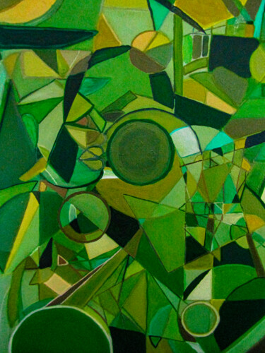 Pintura intitulada "Woman in the Green…" por Zulma Brooks, Obras de arte originais, Acrílico