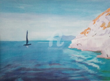 Painting titled "Пейзаж 1." by Zumrad Ablakulova, Original Artwork, Acrylic