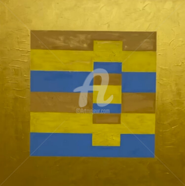 Картина под названием "Золотая геометрия 1…" - Зумрад Аблакулова, Подлинное произведение искусства, Акрил