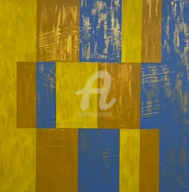 Картина под названием "Золотая геометрия 2…" - Зумрад Аблакулова, Подлинное произведение искусства, Акрил