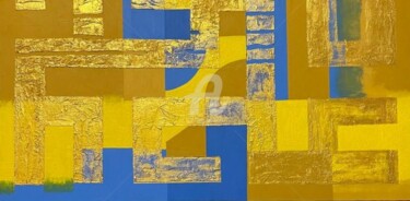Картина под названием "Золотая Геометрия 4…" - Зумрад Аблакулова, Подлинное произведение искусства, Акрил