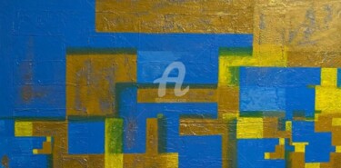 Картина под названием "Золотая Геометрия 4…" - Зумрад Аблакулова, Подлинное произведение искусства, Акрил