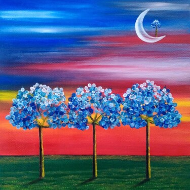 "Blue evening" başlıklı Tablo Zuzana Šmehylová tarafından, Orijinal sanat, Petrol