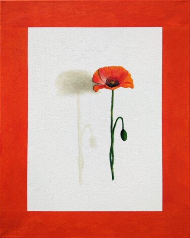 Pittura intitolato "3D red poppy" da Zuzana Šmehylová, Opera d'arte originale, Olio
