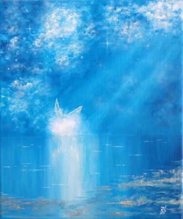 Pittura intitolato "Blue land of angels" da Zuzana Šmehylová, Opera d'arte originale, Olio