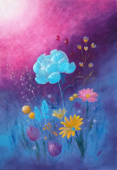 Malerei mit dem Titel "Purple scent" von Zuzana Šmehylová, Original-Kunstwerk, Öl
