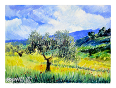 Painting titled "Olive trees" by Zygomalas, Original Artwork, Acrylic