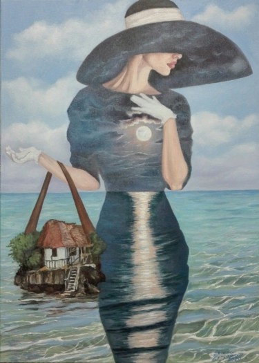 Malarstwo zatytułowany „Very vintage handbag” autorstwa Helena Zyryanova, Oryginalna praca, Olej