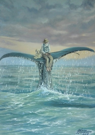 Painting titled "On the tail" by Helena Zyryanova, Original Artwork, Oil