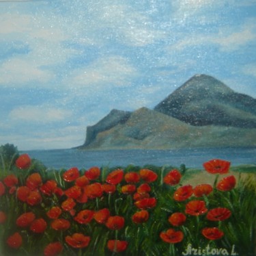Malerei mit dem Titel "poppy-field" von Liubov Aristova, Original-Kunstwerk, Öl