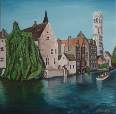 Schilderij getiteld "Bruges & Belfort to…" door Liubov Aristova, Origineel Kunstwerk, Olie