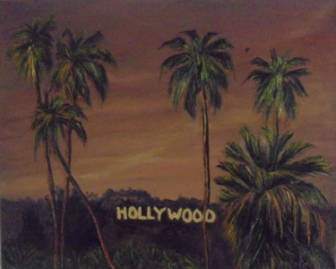Картина под названием "Sunset Hollywood Hi…" - Liubov Aristova, Подлинное произведение искусства, Масло