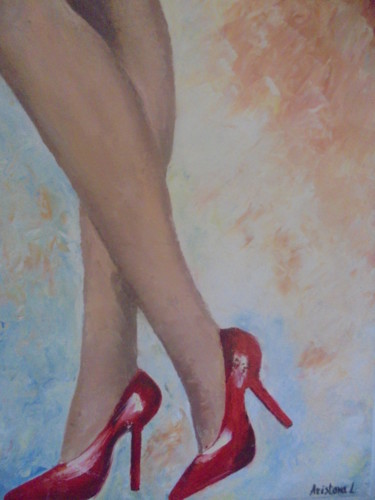 Painting titled "Beautiful legs with…" by Liubov Aristova, Original Artwork, Oil