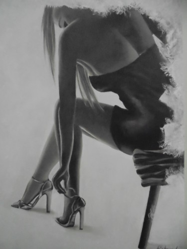 Картина под названием "Beautiful lady is t…" - Liubov Aristova, Подлинное произведение искусства, Масло
