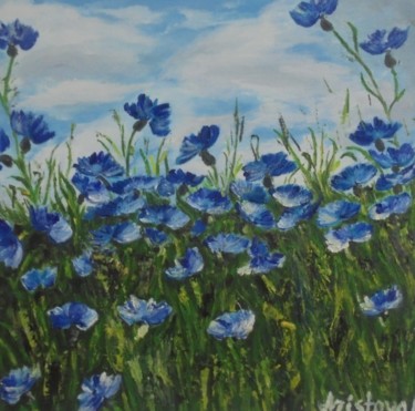 Картина под названием "Flower field 3D" - Liubov Aristova, Подлинное произведение искусства, Масло