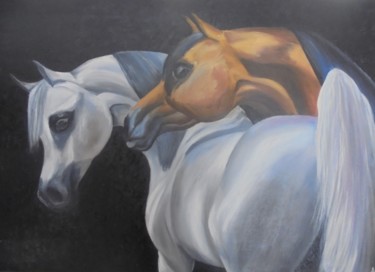 Painting titled "Couple Arabians" by Liubov Aristova, Original Artwork, Oil
