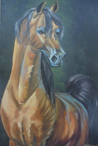 Painting titled "brown arabian" by Liubov Aristova, Original Artwork, Oil