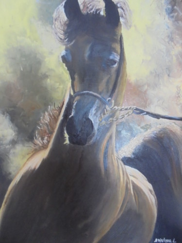 Peinture intitulée "Running brown Arabi…" par Liubov Aristova, Œuvre d'art originale, Huile