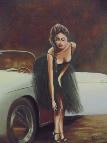 Peinture intitulée "My Porsche 356 road…" par Liubov Aristova, Œuvre d'art originale, Huile