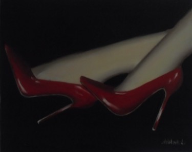 Peinture intitulée "my red stilettos" par Liubov Aristova, Œuvre d'art originale, Huile