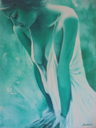 Peinture intitulée "SHY" par Liubov Aristova, Œuvre d'art originale, Huile