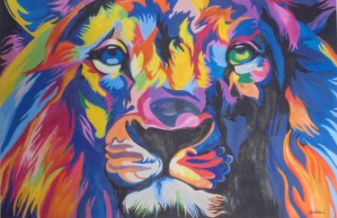 Peinture intitulée "Lion" par Liubov Aristova, Œuvre d'art originale, Huile