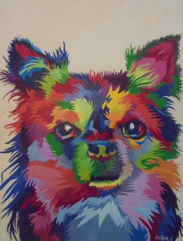 CHIHUAHUA pop-art Картина под названием "CHIHUAHUA pop-art" - Liubov Aristova, Подлинное произведение искусства, Масло