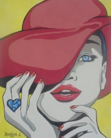 Painting titled "Glitter pop-art" by Liubov Aristova, Original Artwork, Oil