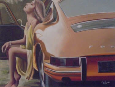 Peinture intitulée "My Porsche 2" par Liubov Aristova, Œuvre d'art originale, Huile