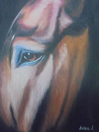 Painting titled "Horse head" by Liubov Aristova, Original Artwork, Oil